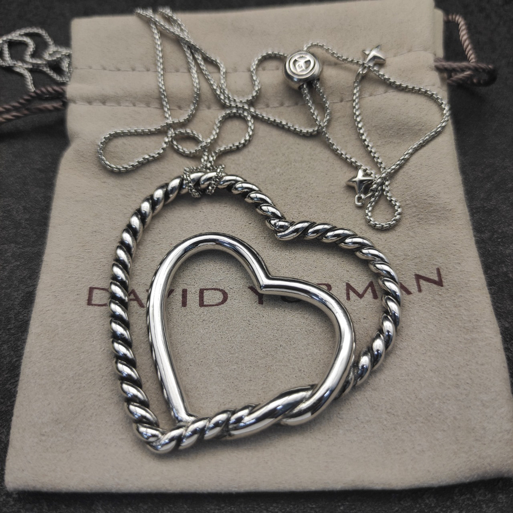 David Yurman Silver Heart Necklace